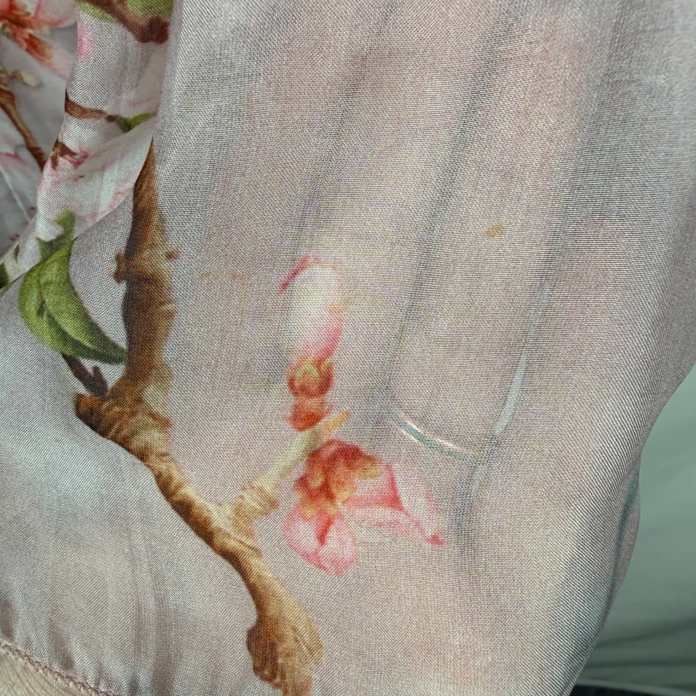 Le Marais Paris Silk Floral Blouse Italy Fairycore Romantic Boho Bell Sleeve L - Picture 5 of 10